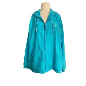 Vintage Venezia Hooded Turquoise Lined Windbreaker Jacket Plus Size‎ 22/24